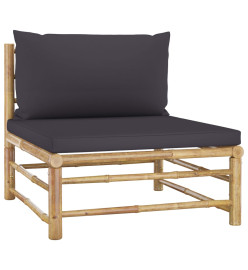Salon de jardin 2 pcs avec coussins gris foncé Bambou
