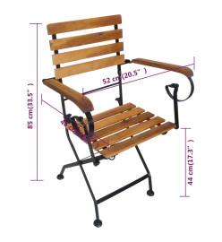 Chaises pliables de jardin 4 pcs Acier et bois d'acacia massif