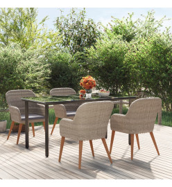 Mobilier de salle à manger de jardin et coussins 5 pcs Marron