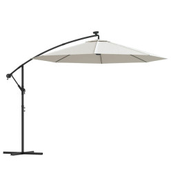 Parasol avec éclairage LED 300cm Poteau en métal Sable