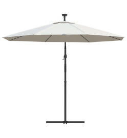 Parasol avec éclairage LED 300cm Poteau en métal Sable