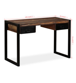 Bureau avec 2 tiroirs Bois de récupération massif 120x50x76 cm