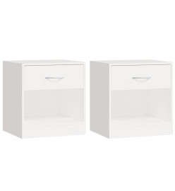 Table de chevet 2 pcs avec tiroir Blanc