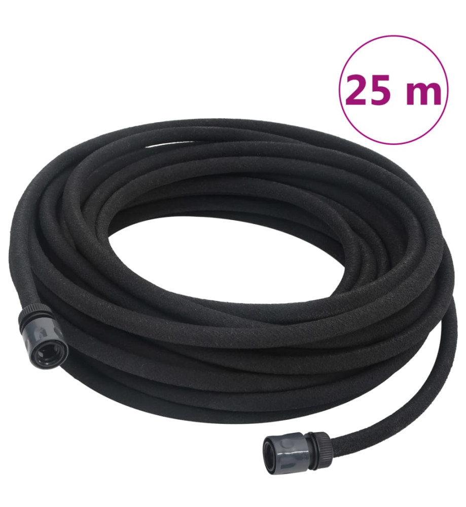 Tuyau d'arrosage de jardin noir 0,6" 25 m caoutchouc