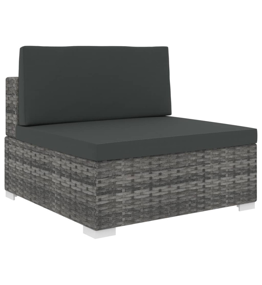 Siège central sectionnel 1 pc et coussins Résine tressée Gris Siège central sectionnel 1 pc et coussins Résine tressée Gris