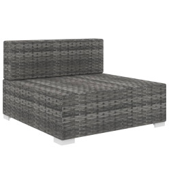 Siège central sectionnel 1 pc et coussins Résine tressée Gris