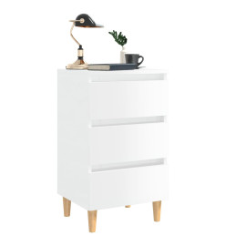 Tables de chevet pieds en bois 2 pcs Blanc brillant 40x35x69 cm