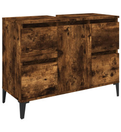 Meuble d'évier chêne fumé 80x33x60 cm bois d'ingénierie