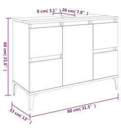 Meuble d'évier chêne fumé 80x33x60 cm bois d'ingénierie