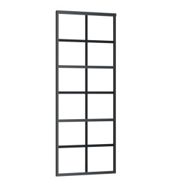 Porte coulissante Verre ESG et aluminium 76x205 cm Noir