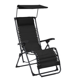 Chaises pliables de terrasse 2 pcs Textilène Noir