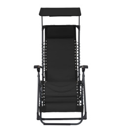 Chaises pliables de terrasse 2 pcs Textilène Noir