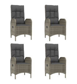 Mobilier à dîner de jardin et coussins 5 pcs noir et gris