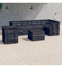 Salon palette de jardin 7 pcs Bois de pin massif Gris foncé