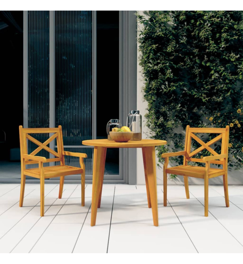 Chaises à dîner d'extérieur 2 pcs Bois d'acacia massif Chaises à dîner d'extérieur 2 pcs Bois d'acacia massif