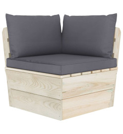 Salon de jardin palette 9 pcs avec coussins Épicéa imprégné