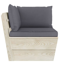Salon de jardin palette 9 pcs avec coussins Épicéa imprégné