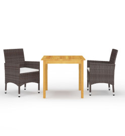 Ensemble de salle à manger de jardin 3 pcs Marron