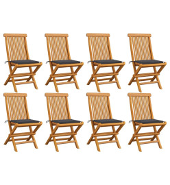 Chaises de jardin avec coussins anthracite 8 pcs Teck massif