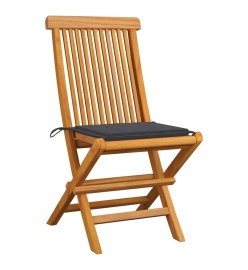 Chaises de jardin avec coussins anthracite 8 pcs Teck massif