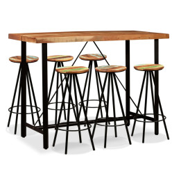 Ensemble de bar 7 pcs Bois d'acacia massif et de récupération