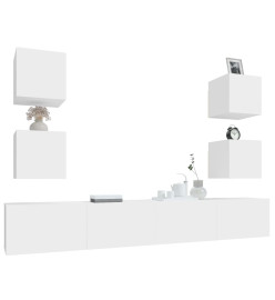 Ensemble de meubles TV 6 pcs Blanc Bois d'ingénierie