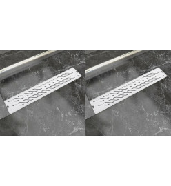 Drain de douche linéaire 2 pcs 630 x 140 mm Acier inoxydable