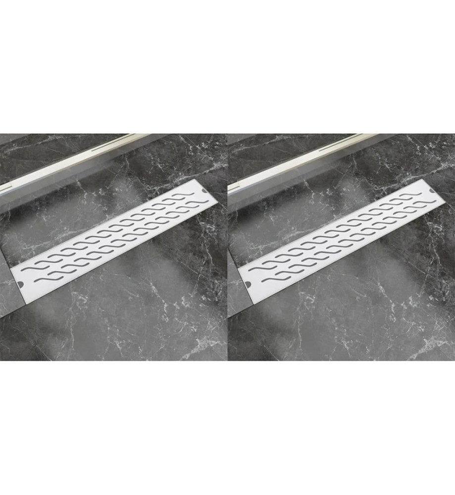 Drain de douche linéaire 2 pcs 630 x 140 mm Acier inoxydable