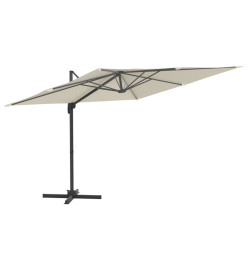 Parasol cantilever à LED Blanc sable 400x300 cm