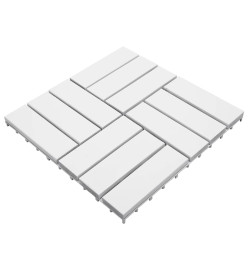 Carreaux de terrasse 10 pcs Blanc 30x30 cm Bois d'acacia solide