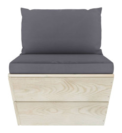 Salon de jardin palette 5 pcs avec coussins Épicéa imprégné