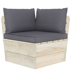 Salon de jardin palette 5 pcs avec coussins Épicéa imprégné