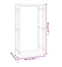 Portant de bois de chauffage Noir mat 50x28x94 cm Acier