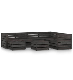Salon de jardin 8 pcs Bois de pin imprégné de gris