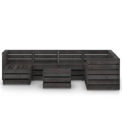 Salon de jardin 8 pcs Bois de pin imprégné de gris