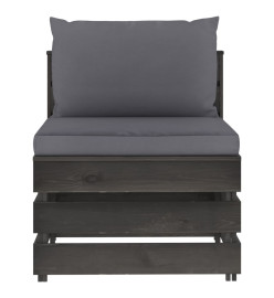 Salon de jardin 6 pcs avec coussins Bois imprégné de gris