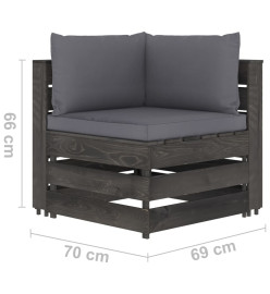 Salon de jardin 6 pcs avec coussins Bois imprégné de gris