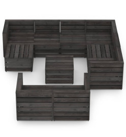 Salon de jardin 10 pcs Bois de pin imprégné de gris