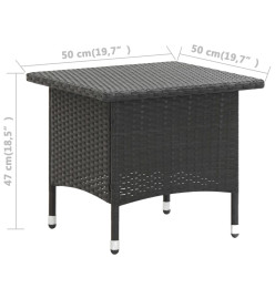Table à thé Noir 50x50x47 cm Résine tressée