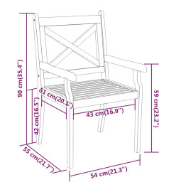 Ensemble de salle à manger de jardin 7 pcs Bois d'acacia solide