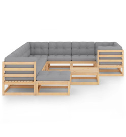 Salon de jardin 11 pcs avec coussins Bois de pin massif