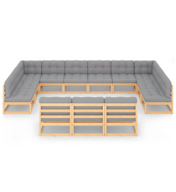 Salon de jardin 13 pcs avec coussins Bois de pin massif