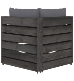 Canapé d'angle sectionnel avec coussins Bois imprégné de gris