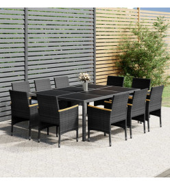 Mobilier à dîner de jardin 11 pcs Résine tressée Gris