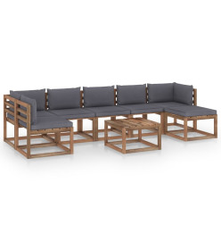 Salon de jardin 8 pcs avec coussins anthracite