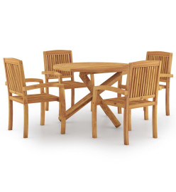 Ensemble à dîner de jardin 5 pcs Bois de teck massif