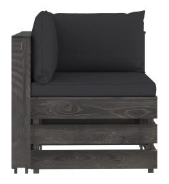 Canapé d'angle sectionnel avec coussins Bois imprégné de gris
