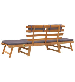 Chaise longue avec coussin 2-en-1 190 cm Bois solide d'acacia