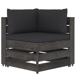 Salon de jardin 8 pcs avec coussins Bois imprégné de gris