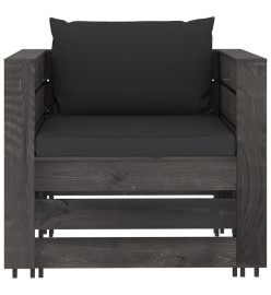 Salon de jardin 8 pcs avec coussins Bois imprégné de gris